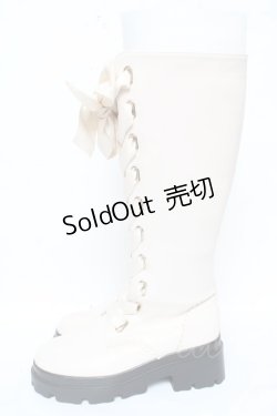 画像2: axes femme POETIQUE / レースアップロングブーツ L 生成り Y-26-02-09-045-AX-SH-SZ-ZY