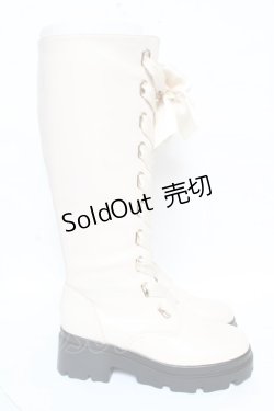 画像4: axes femme POETIQUE / レースアップロングブーツ L 生成り Y-26-02-09-045-AX-SH-SZ-ZY