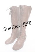 axes femme / レースアップロングブーツ L 茶 Y-26-02-09-046-AX-SH-SZ-ZY