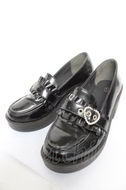 画像1: NOEMIE / ハートバックルマニッシュシューズ 黒 LL Y-26-02-09-049-LO-SH-SZ-ZY