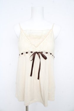 画像1: axes femme / はしごレースリボンキャミソール  生成り Y-26-02-09-051-AX-TO-SZ-ZY