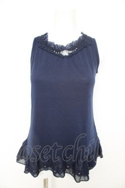 画像1: axes femme / レース使いタンク  紺 Y-26-02-09-053-AX-TO-SZ-ZY