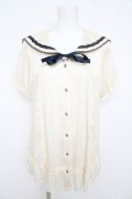 axes femme / レースラインマリンブラウス  生成り Y-26-02-09-059-AX-BL-SZ-ZY