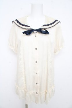 画像1: axes femme / レースラインマリンブラウス  生成り Y-26-02-09-059-AX-BL-SZ-ZY