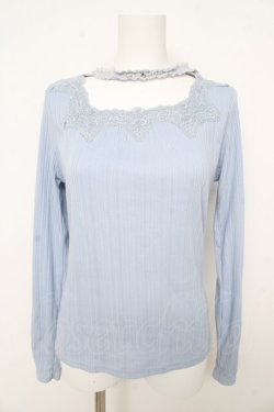 画像1: axes femme / チョーカー風テレコカットソー M サックス Y-26-02-09-067-AX-TO-SZ-ZY