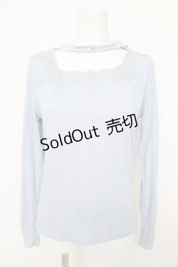 画像1: axes femme / チョーカー風テレコカットソー M サックス Y-26-02-09-067-AX-TO-SZ-ZY