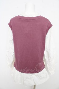 画像2: axes femme / 重ね着風ニットベストシャツ  白×ピンク Y-26-02-09-071-AX-TO-SZ-ZY