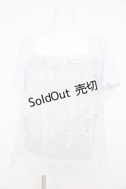 画像1: axes femme / 刺繍レース半袖プルオーバー  サックス Y-26-02-09-074-AX-TO-SZ-ZS