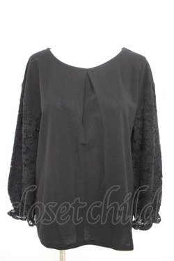 画像1: axes femme / 袖レースカットソー  黒 Y-26-02-09-078-AX-TO-SZ-ZY