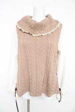 画像1: axes femme / サイド編み上げニットトップス  モカ Y-26-02-09-080-AX-TO-SZ-ZY