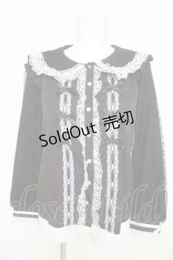 画像1: NOEMIE / フロントレースリボンブラウス  黒 Y-26-02-09-084-LO-BL-SZ-ZY