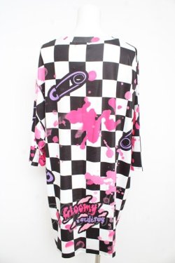 画像2: ACDC RAG / チェックグルーミー ヒュージTシャツ  黒×白 Y-26-02-09-098-PU-TO-SZ-ZY