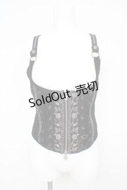 画像1: Ozz oneste / 薔薇刺繍アンダーバストコルセット  黒 Y-26-02-09-102-OO-TO-SZ-ZI