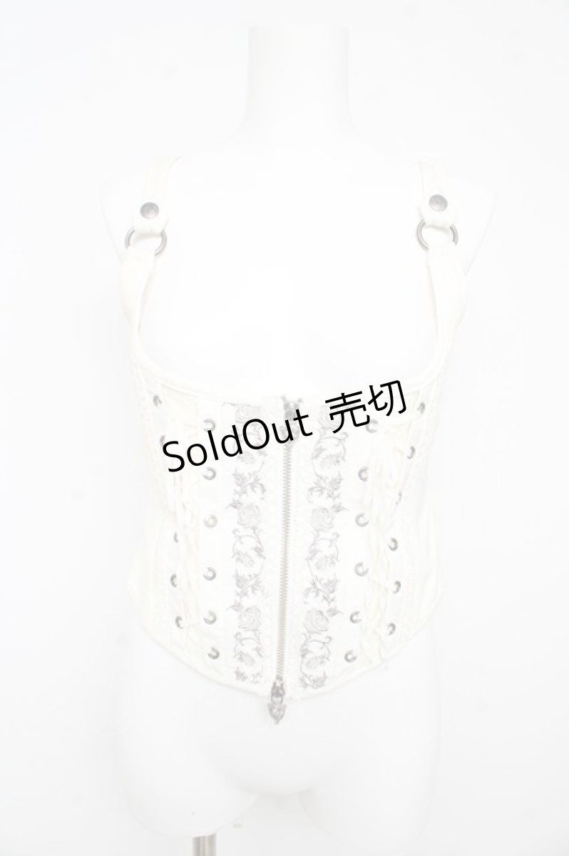画像1: Ozz oneste / 薔薇刺繍アンダーバストコルセット  白 Y-26-02-09-103-OO-TO-SZ-ZI (1)
