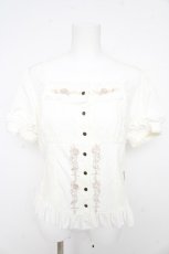 画像1: OZZ ANGELO / クロス&ローズ刺繍パフスリーブブラウス  白 Y-26-02-09-104-OO-BL-SZ-ZI (1)