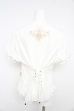 画像2: OZZ ANGELO / クロス&ローズ刺繍パフスリーブブラウス  白 Y-26-02-09-104-OO-BL-SZ-ZI (2)