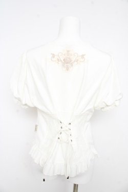 画像2: OZZ ANGELO / クロス&ローズ刺繍パフスリーブブラウス  白 Y-26-02-09-104-OO-BL-SZ-ZY