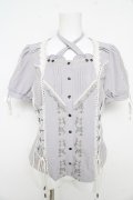 Ozz oneste / 薔薇刺繍ブラウス  グレー Y-26-02-09-105-OO-BL-SZ-ZY
