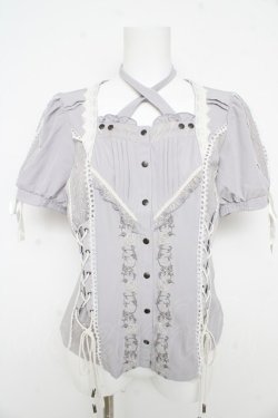 画像1: Ozz oneste / 薔薇刺繍ブラウス  グレー Y-26-02-09-105-OO-BL-SZ-ZY