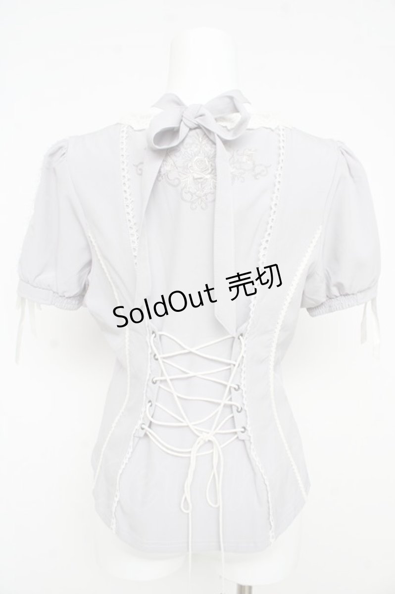 画像2: Ozz oneste / 薔薇刺繍ブラウス  グレー Y-26-02-09-105-OO-BL-SZ-ZI (2)
