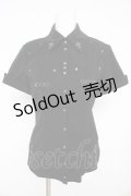 Ozz Croce / 十字架刺繍半袖ブラウス  黒 Y-26-02-09-106-OO-BL-SZ-ZY