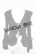 Ozz On / レースアップ異素材フリルカーディガン  黒 Y-26-02-09-108-OO-TO-SZ-ZY