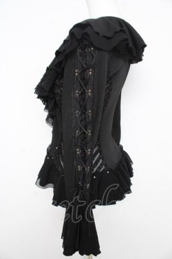 画像4: Ozz On / レースアップ異素材フリルカーディガン  黒 Y-26-02-09-108-OO-TO-SZ-ZY