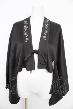 画像1: Amavel / 手まり遊びとシマエナガ和風羽織 F 黒 Y-26-02-09-113-CA-TO-SZ-ZY