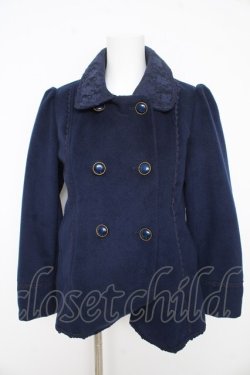 画像1: axes femme / レースカラーショートコート  紺 Y-26-02-09-115-AX-CO-SZ-ZY