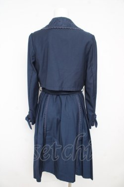 画像2: axes femme / レーストリミングプリーツトレンチコート M 紺 Y-26-02-09-116-AX-CO-SZ-ZY