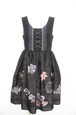 画像1: axes femme / 楽譜×鳥かご柄ワンピース M 黒 Y-26-02-09-120-AX-OP-SZ-ZY