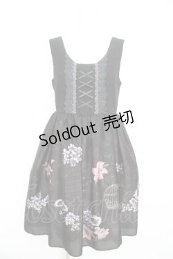 画像1: axes femme / 楽譜×鳥かご柄ワンピース M 黒 Y-26-02-09-120-AX-OP-SZ-ZY