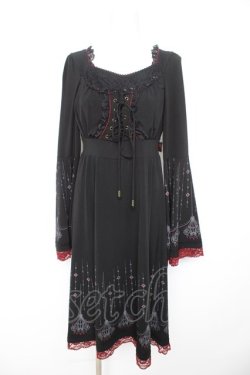 画像1: Ozz Croce / シャンデリアプリントワンピース  黒×赤 Y-26-02-09-126-OO-OP-SZ-ZY