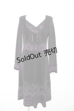 画像1: OZZ ANGELO / ゲートptカシュクールワンピース  黒×紫 Y-26-02-09-127-OO-OP-SZ-ZY