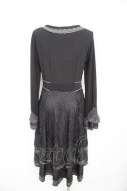 画像2: OZZ ANGELO / 胸刺繍入りレース切替フィッシュテールワンピース  黒 Y-26-02-09-128-OO-OP-SZ-ZY