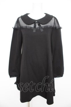 画像1: LIZ LISA / ドットチュール切替裏毛ワンピース  黒 Y-26-02-09-138-LO-OP-SZ-ZY