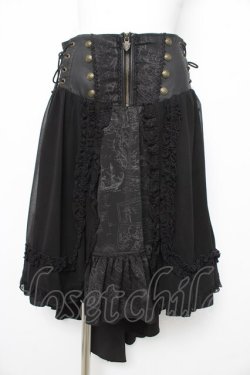 画像1: OZZ ANGELO / 地図柄フィッシュテールスカート  黒 Y-26-02-09-149-OO-SK-SZ-ZY