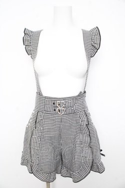 画像1: LIZ LISA / サスペンダー付きショートパンツ  白×黒 Y-26-02-09-152-LO-PA-SZ-ZY