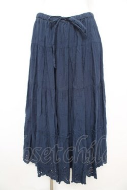 画像1: axes femme / インド綿テイアードスカート  紺 Y-26-02-09-157-AX-SK-SZ-ZY