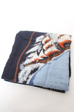 画像1: INGEBORG / 航海柄大判ストール  ブルー Y-26-02-09-021-LO-ZA-SZ-ZY