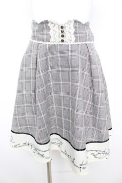 画像1: axes femme POETIQUE / 音符柄チェックスカート M グレー Y-26-02-09-168-AX-SK-SZ-ZY