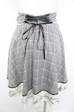 画像2: axes femme POETIQUE / 音符柄チェックスカート M グレー Y-26-02-09-168-AX-SK-SZ-ZY