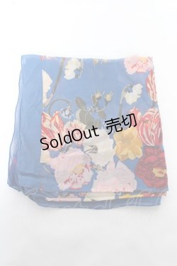 画像1: INGEBORG / ヴィンテージフラワー柄大判ストール  青 Y-26-02-09-027-LO-ZA-SZ-ZT0308D