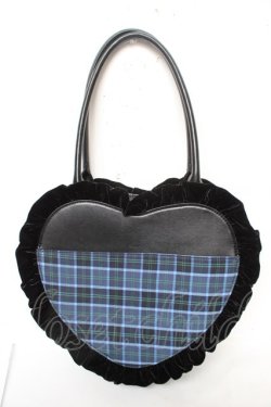 画像2: axes femme kawaii / タータンチェックハートバッグ  青 Y-26-02-09-033-AX-BG-SZ-ZY