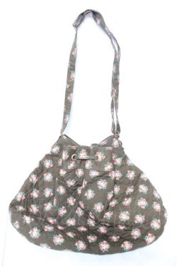 画像2: PINK HOUSE / ブーケ柄キルティング巾着バッグ  カーキ Y-26-02-09-040-LO-BG-SZ-ZY