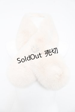 画像1: axes femme / ブローチ付きファーティペット  生成り Y-26-02-11-001-AX-ZA-SZ-ZT0213G