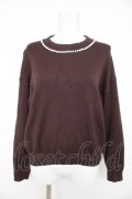 axes femme / パール付きニット  茶 Y-26-02-11-041-AX-TO-SZ-ZY