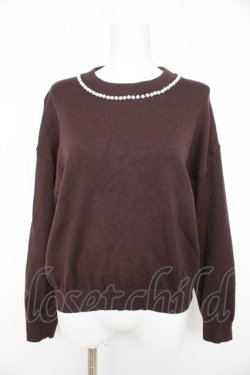 画像1: axes femme / パール付きニット  茶 Y-26-02-11-041-AX-TO-SZ-ZY