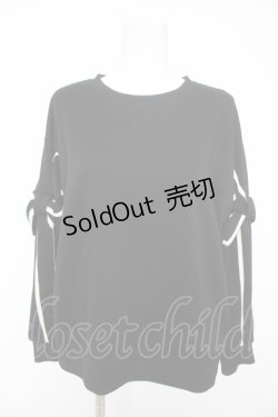 画像1: axes femme / 袖リボンカットソー  黒 Y-26-02-11-043-AX-TO-SZ-ZS