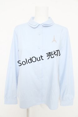 画像1: Fi.n.t / エッフェルトウロゴ刺繍ダブルカラーシャツ  サックス Y-26-02-11-047-CA-BL-SZ-ZY